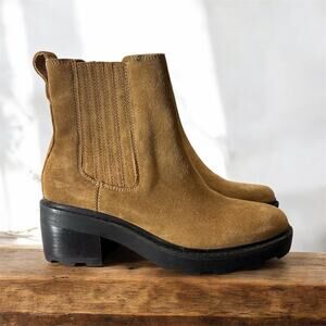Madewell The Gwenda Platform Ankle Boot Womens Size 8 Toffee Edgy Chunky Leather